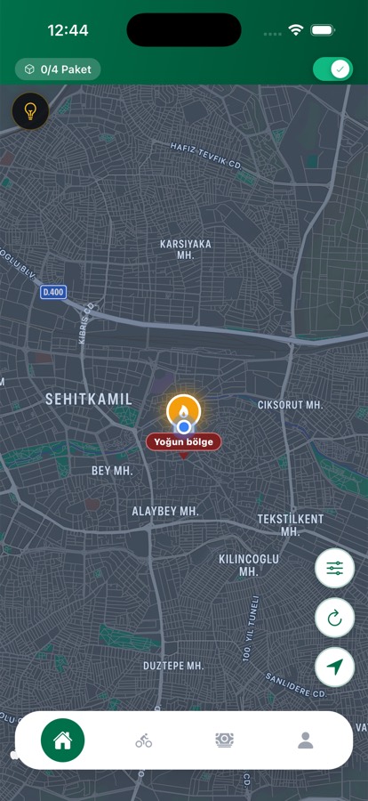 KuryeX kurye uygulaması canlı harita